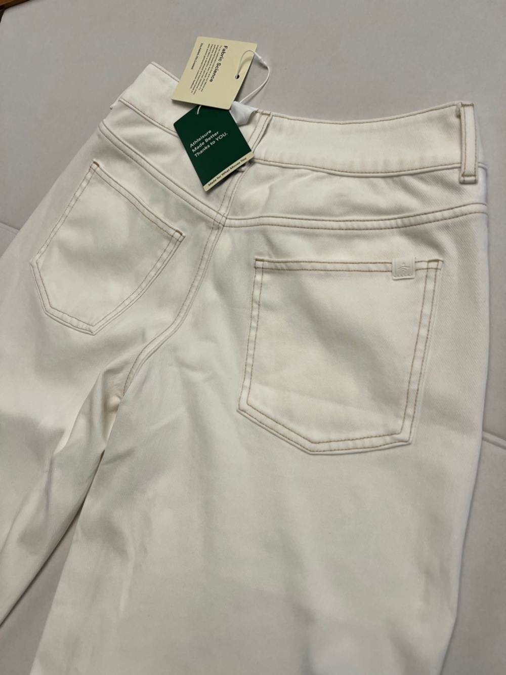 HALARA ASYMMETRIC WHITE STRETCH DENIM WIDE LEG JEANS PANTS  SIZE XS NEW - Picture 6 of 16